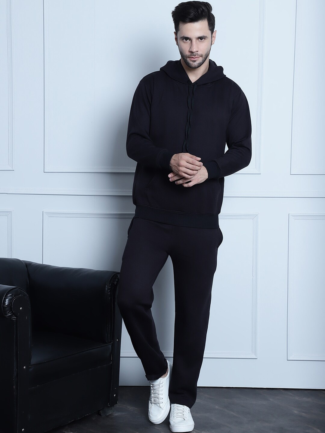 

VIMAL JONNEY Hooded Cotton Fleece Co-Ords, Black