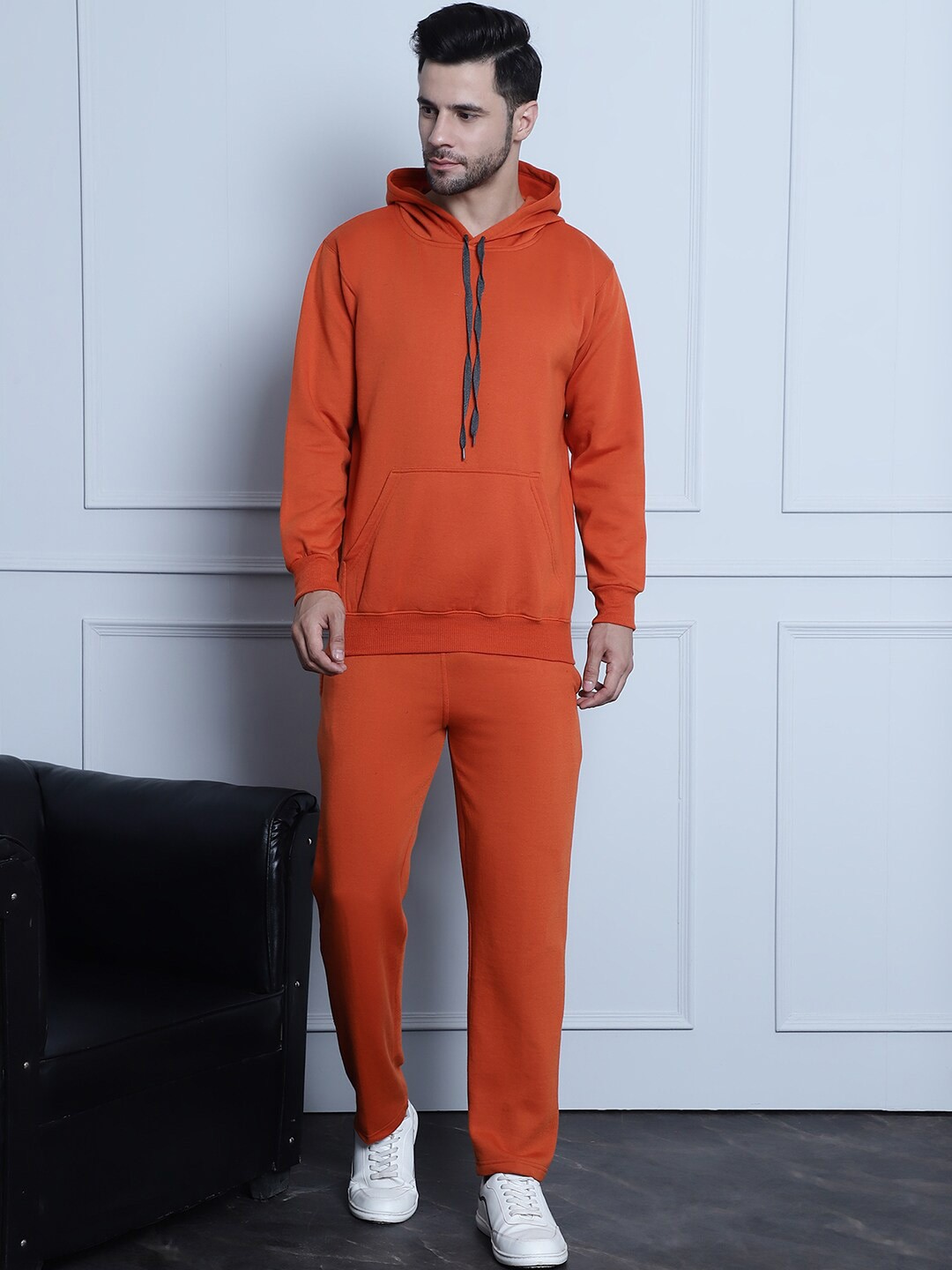 

VIMAL JONNEY Hooded Fleece Sweatshirt With Trouser Co-Ords, Rust