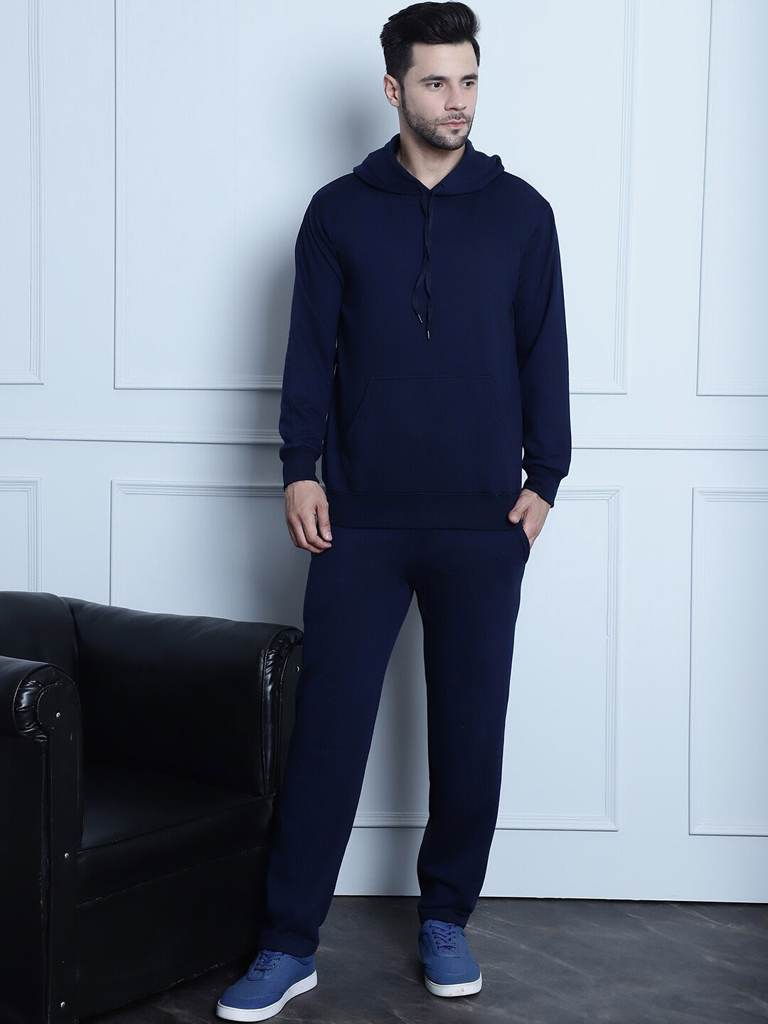 

VIMAL JONNEY Hooded Fleece Sweatshirt With Trouser Co-Ords, Navy blue