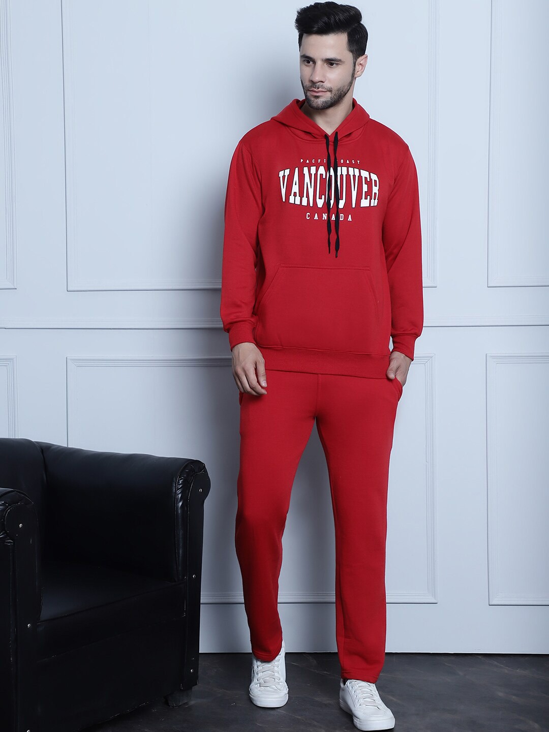 

MACK JONNEY Printed Hooded Cotton Fleece Sweatshirt With Trouser, Maroon
