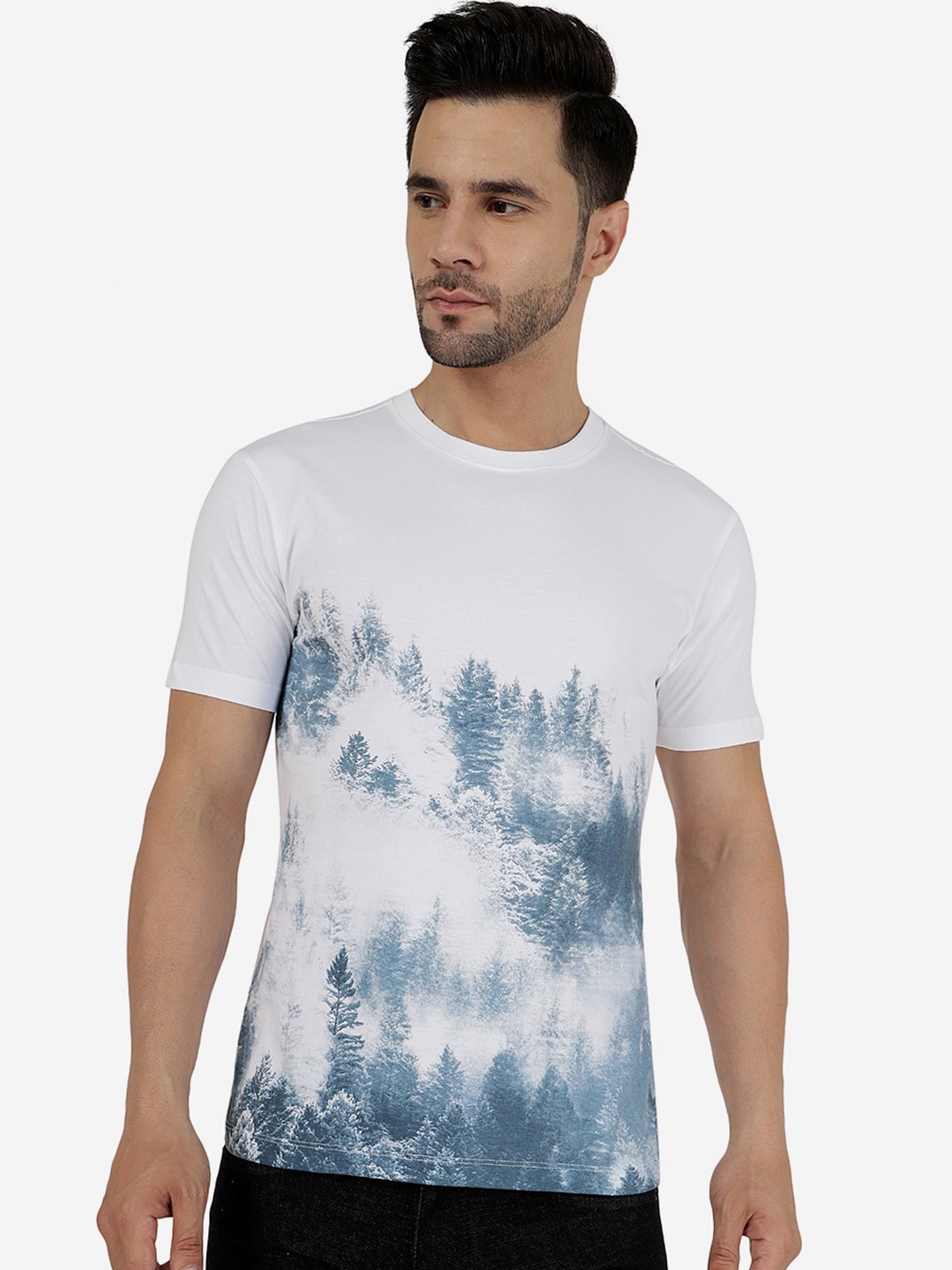 

Greenfibre Graphic Printed Cotton Slim Fit T-shirt, White