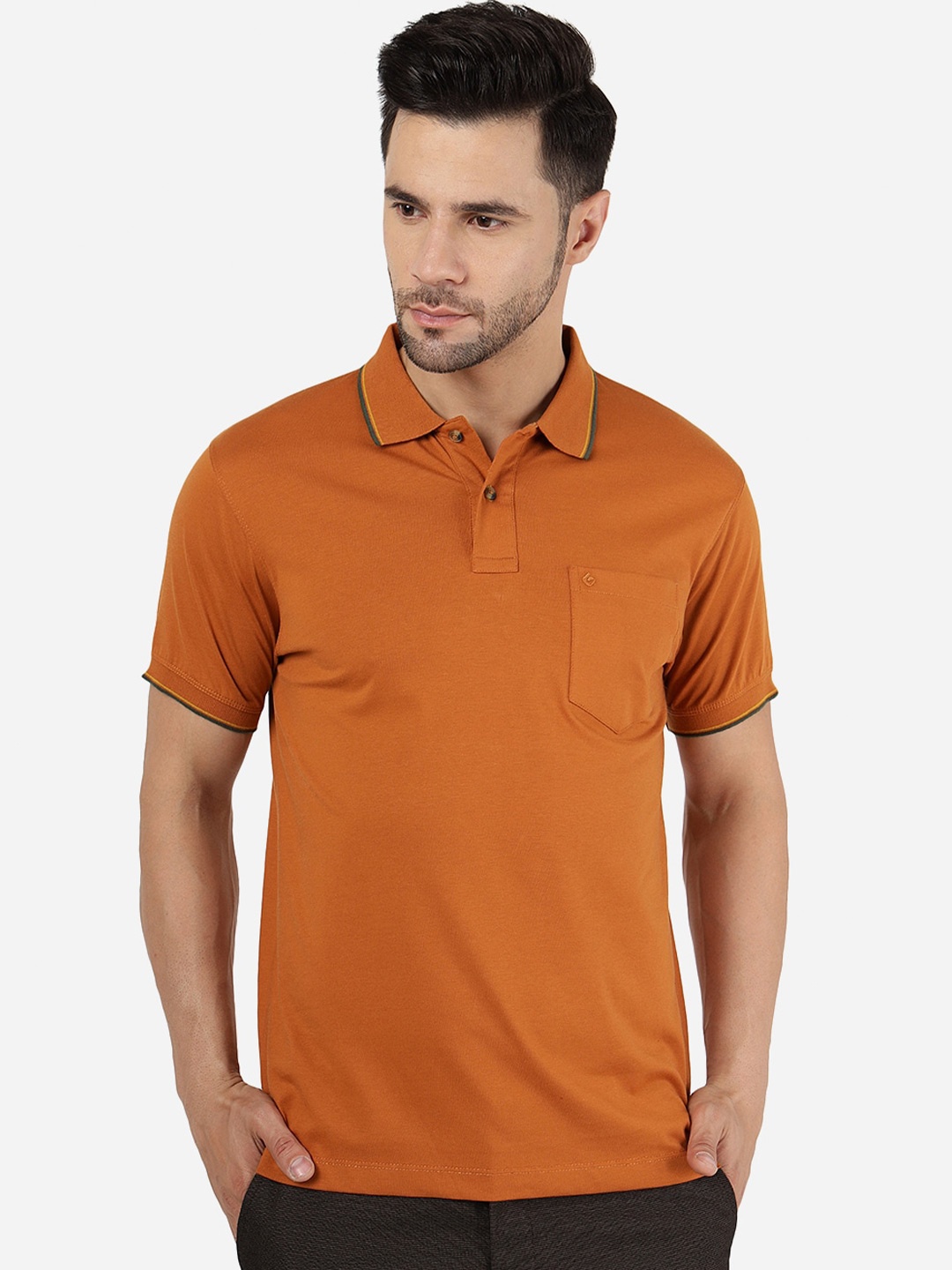 

Greenfibre Polo Collar Cotton Slim Fit T-shirt, Brown