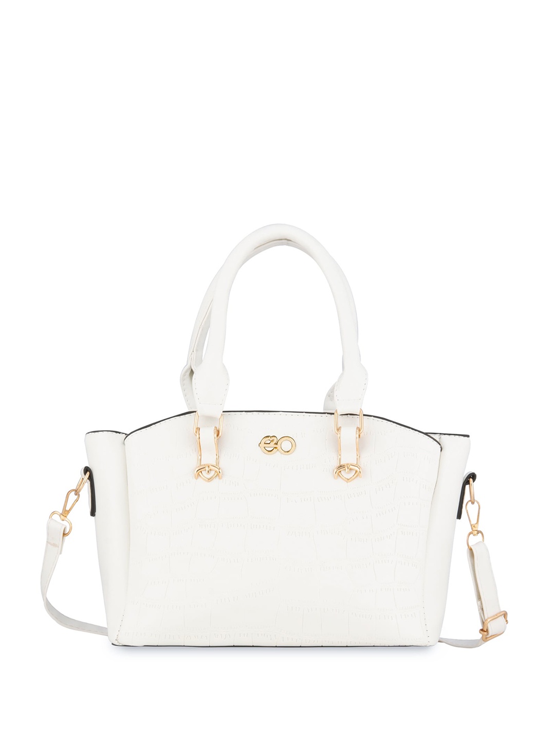 

E2O Animal Textured Structured Handheld Bag With Detachable Sling Strap, White