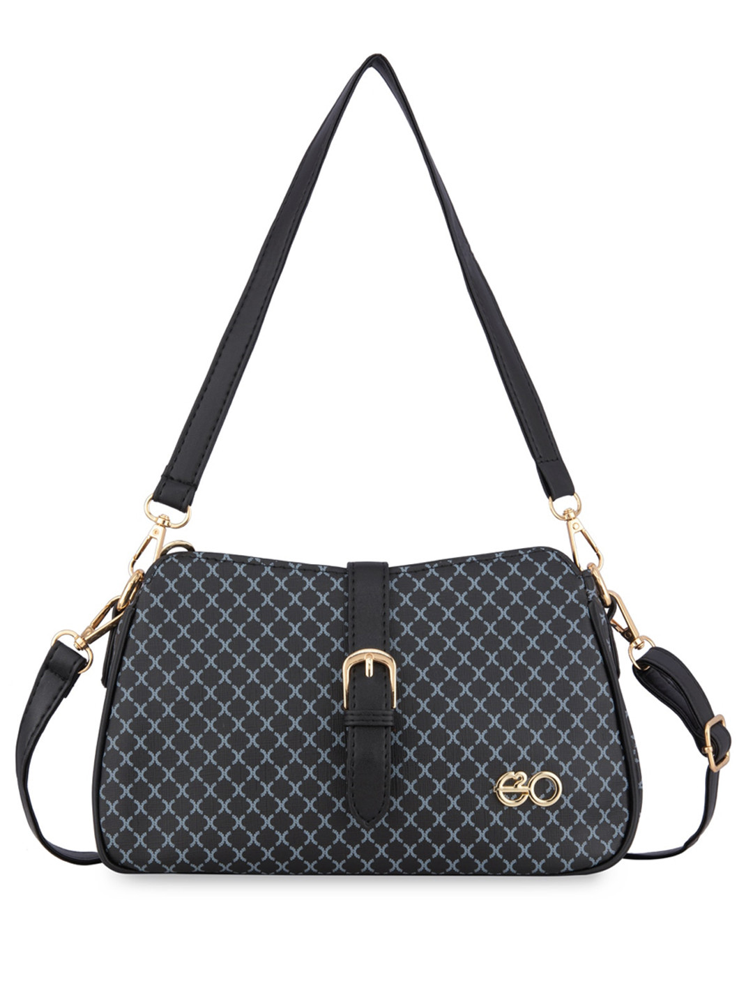

E2O Graphic Printed Structured Handheld Bag, Black