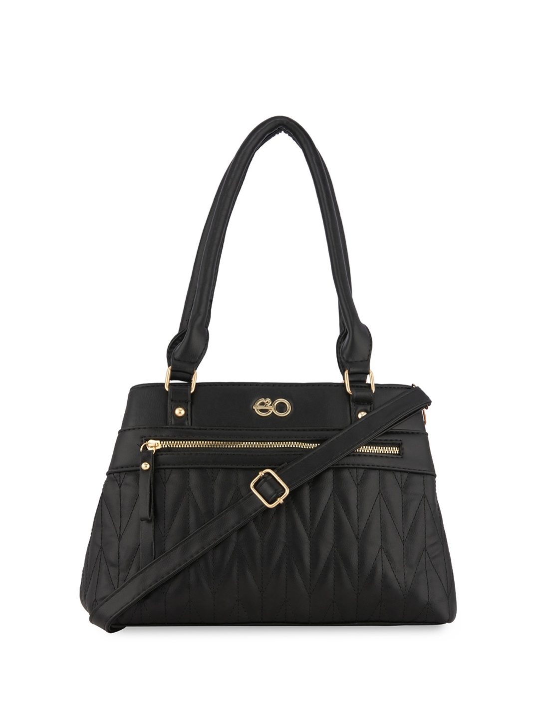 

E2O Textured Structured Shoulder Bag, Black