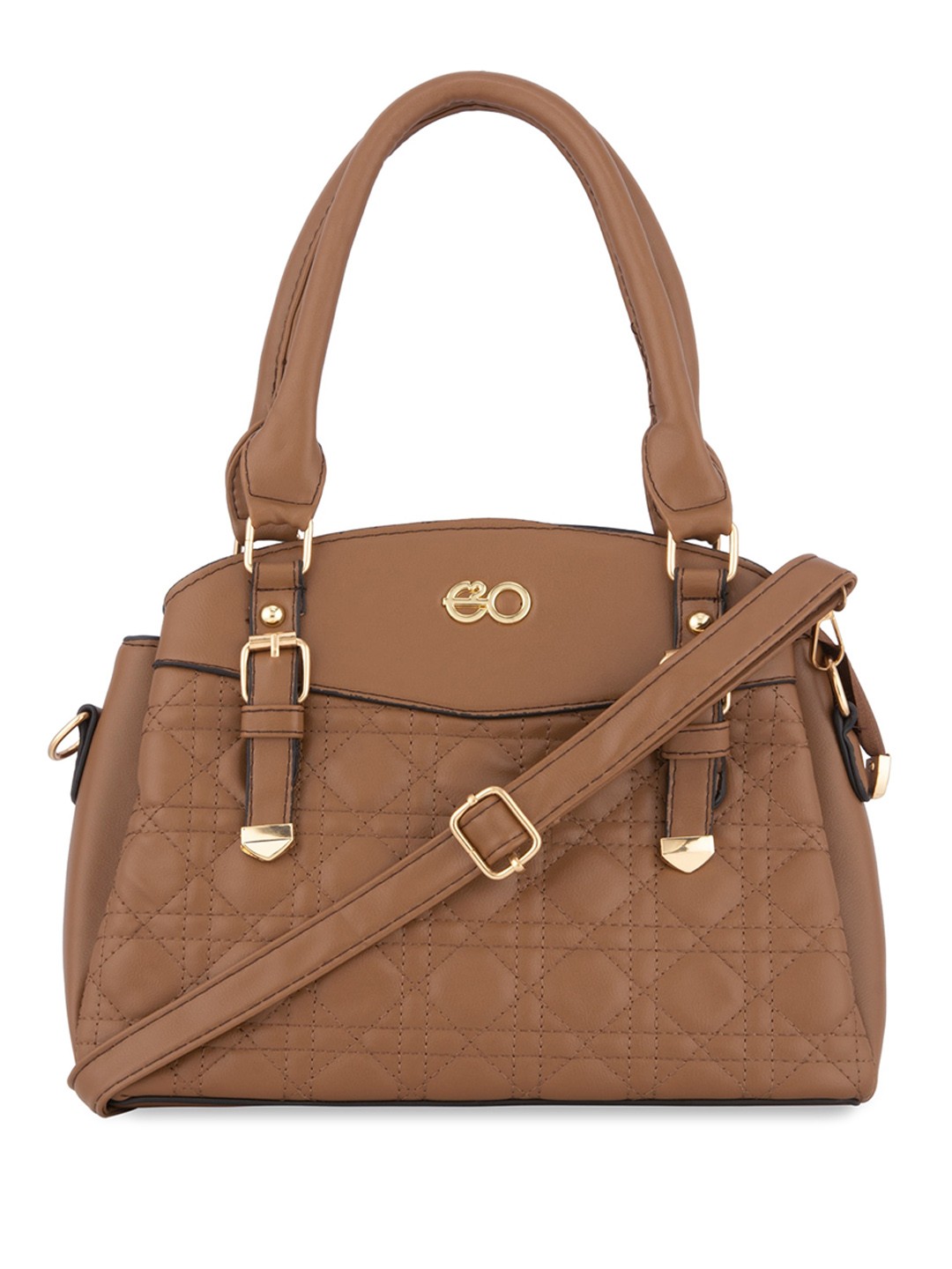 

E2O Textured Quilted Structured Handheld Bag, Brown