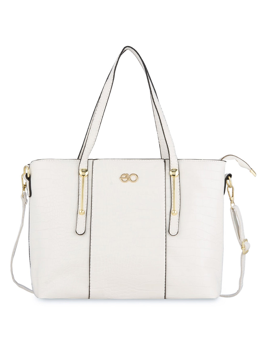 

E2O Textured Structured Shoulder Bag, White