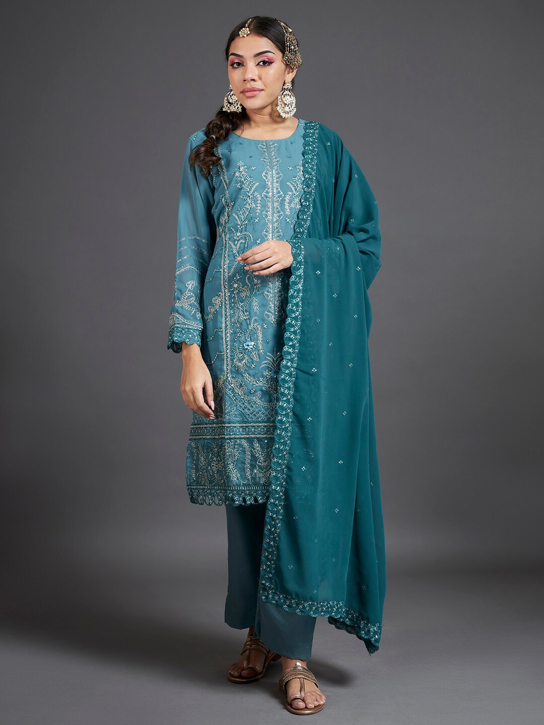 

Readiprint Fashions Ethnic Motifs Embroidered Unstitched Dress Material, Blue