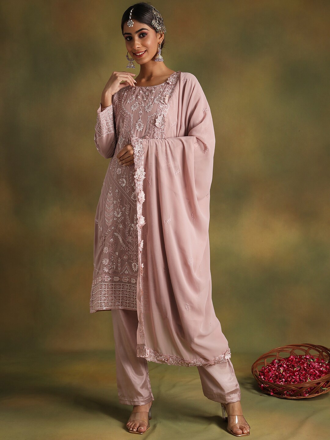 

Readiprint Fashions Ethnic Motifs Embroidered Unstitched Dress Material, Mauve