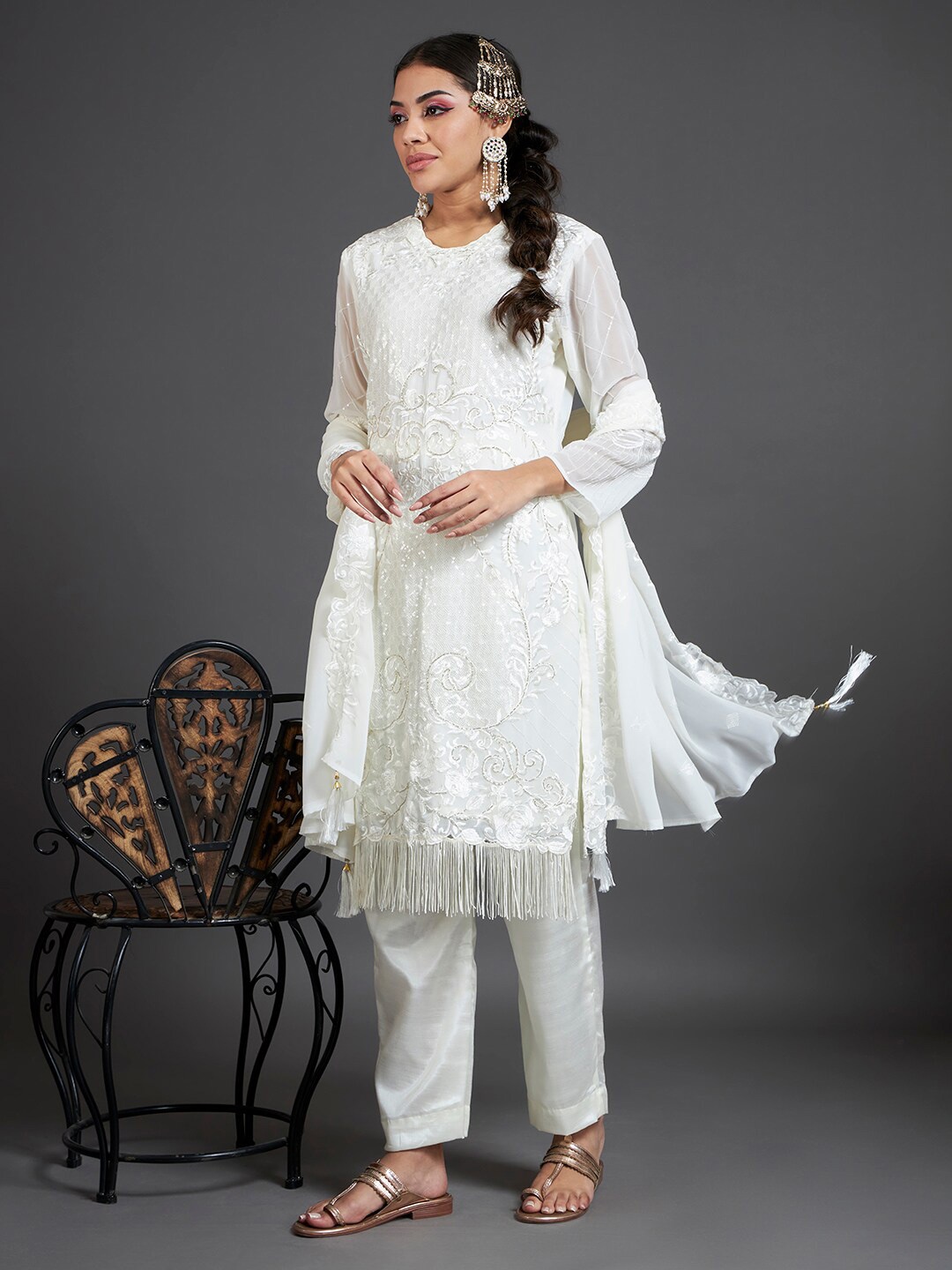

Readiprint Fashions Embroidered Unstitched Dress Material, White