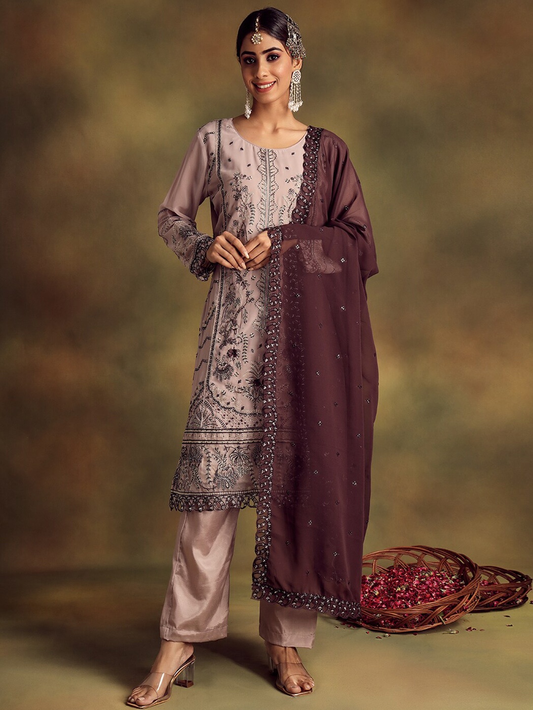 

Readiprint Fashions Embroidered Unstitched Dress Material, Pink