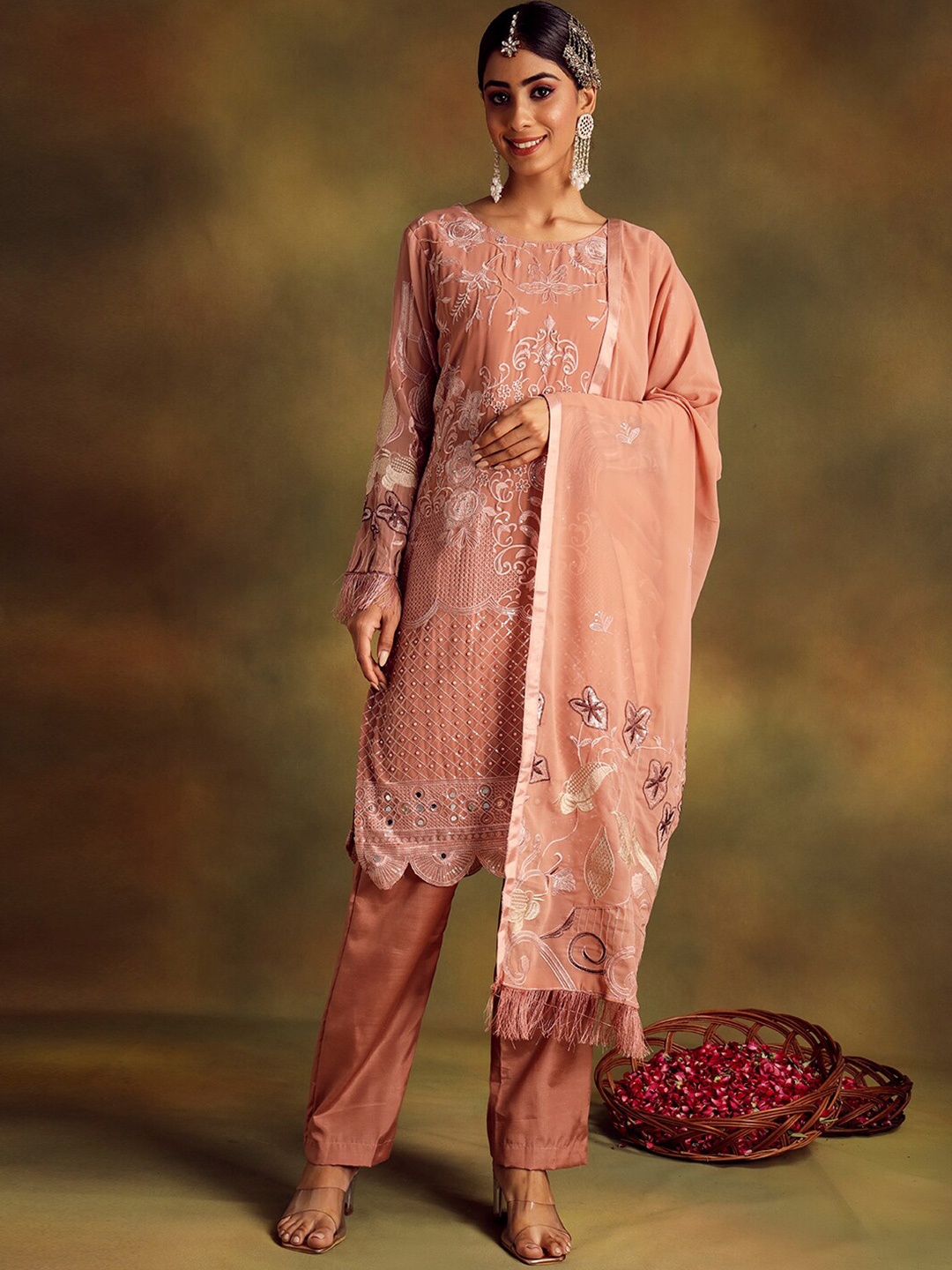 

Readiprint Fashions Embroidered Unstitched Dress Material, Mauve