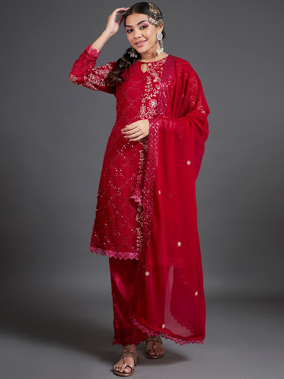 

Readiprint Fashions Pink & White Embroidered Unstitched Dress Material