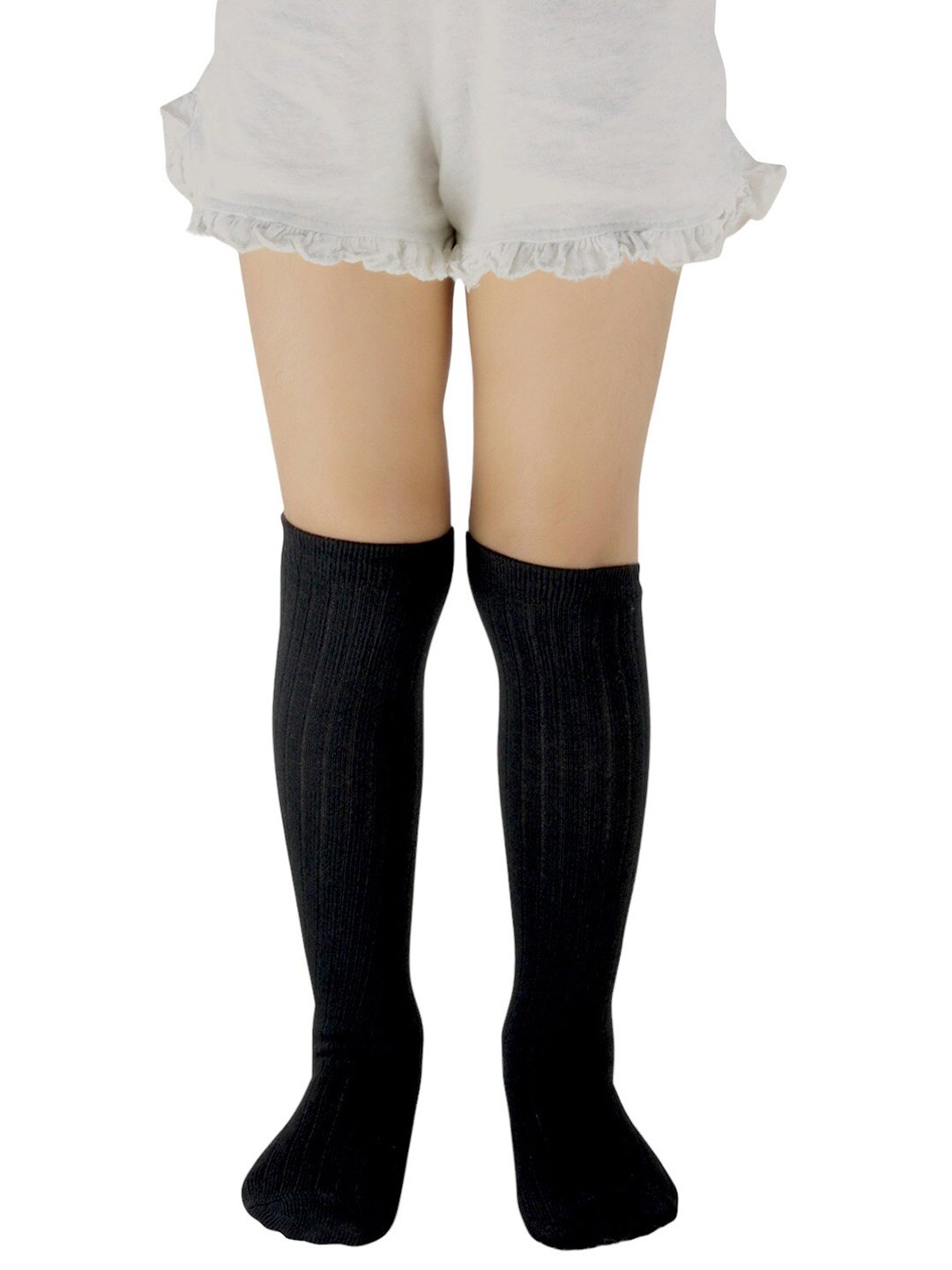

BAESD Kids Striped Knee-Length Socks, Black