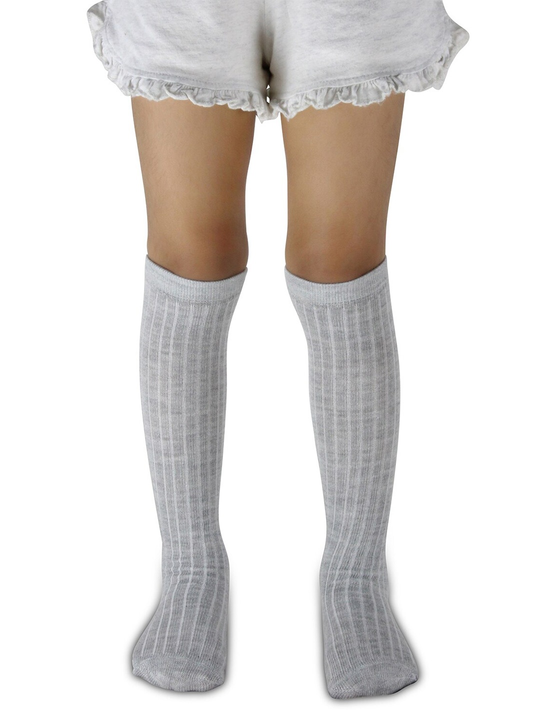 

BAESD Kids Striped Knee-Length Socks, Grey