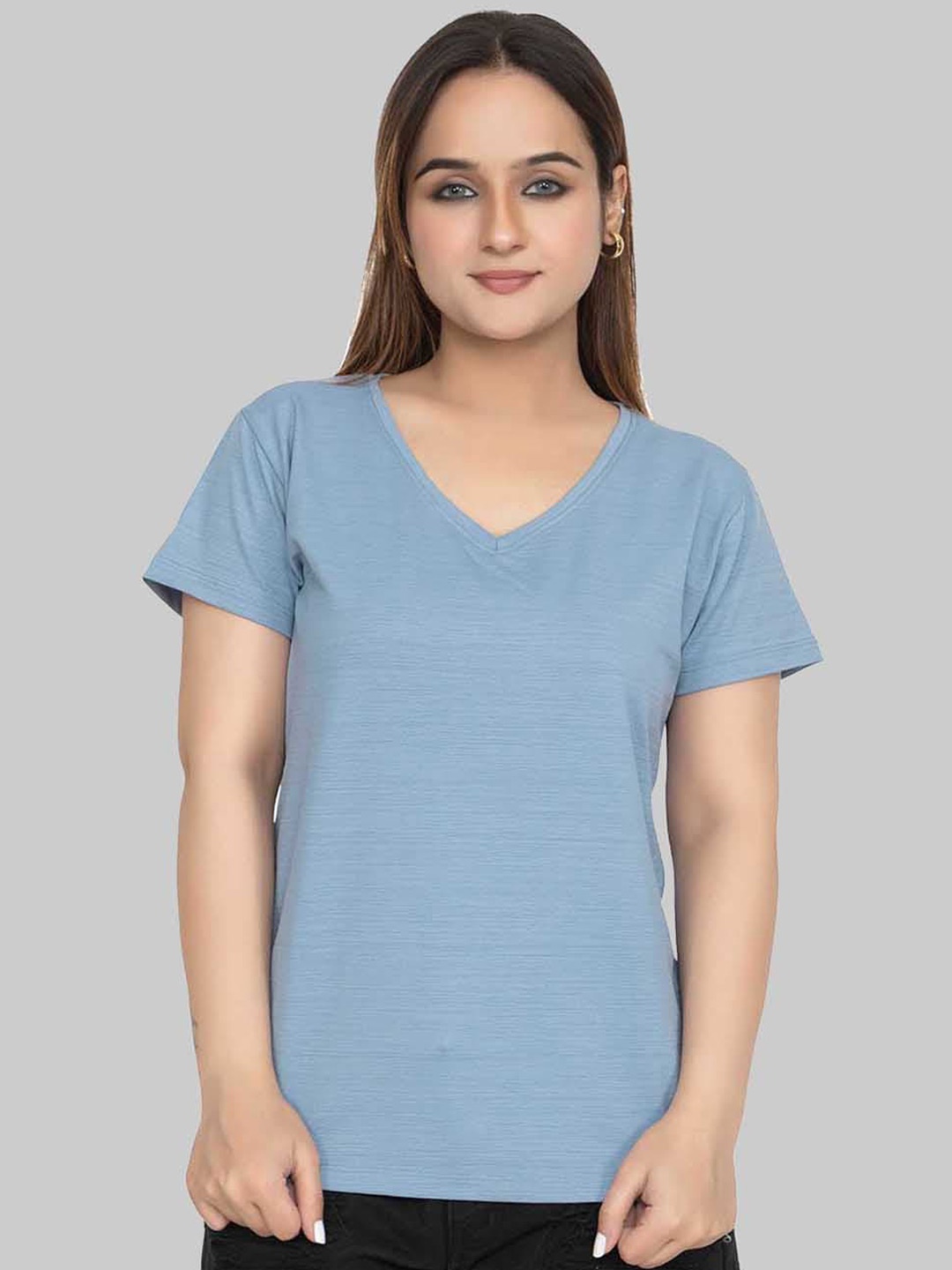 

Cheribell V-Neck Cotton T-Shirt, Blue