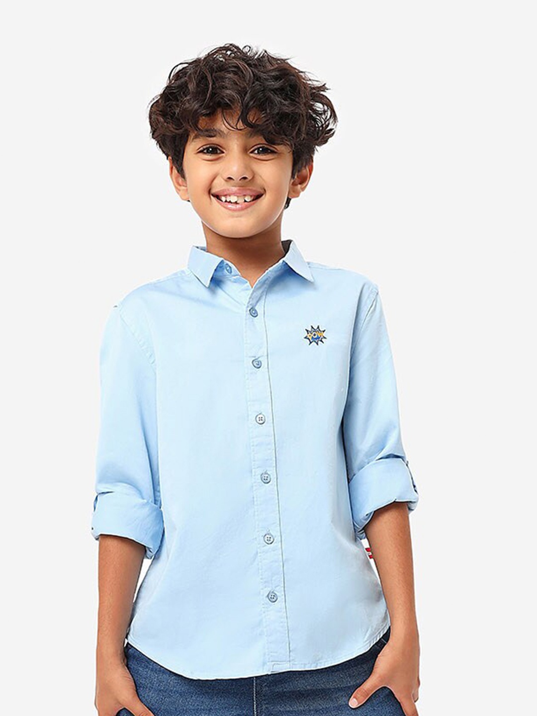 

BONKIDS Boys Cotton Casual Shirt, Blue