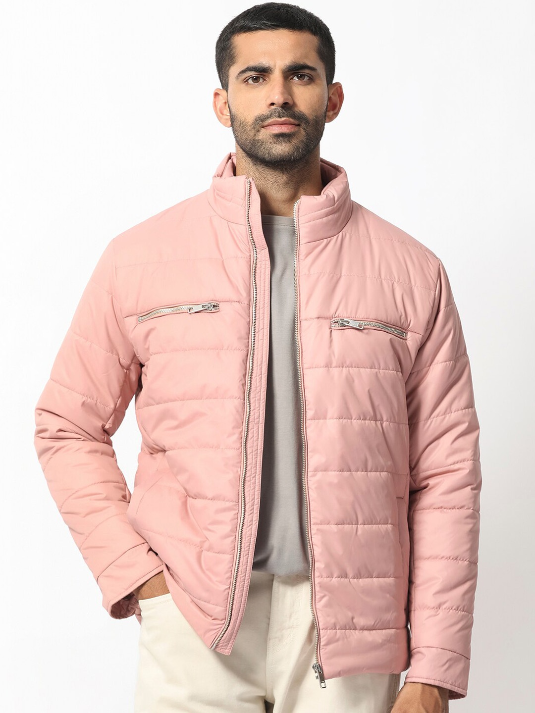 

RARE RABBIT Men Beylor Puffer Mock Collar Padded Jacket, Peach