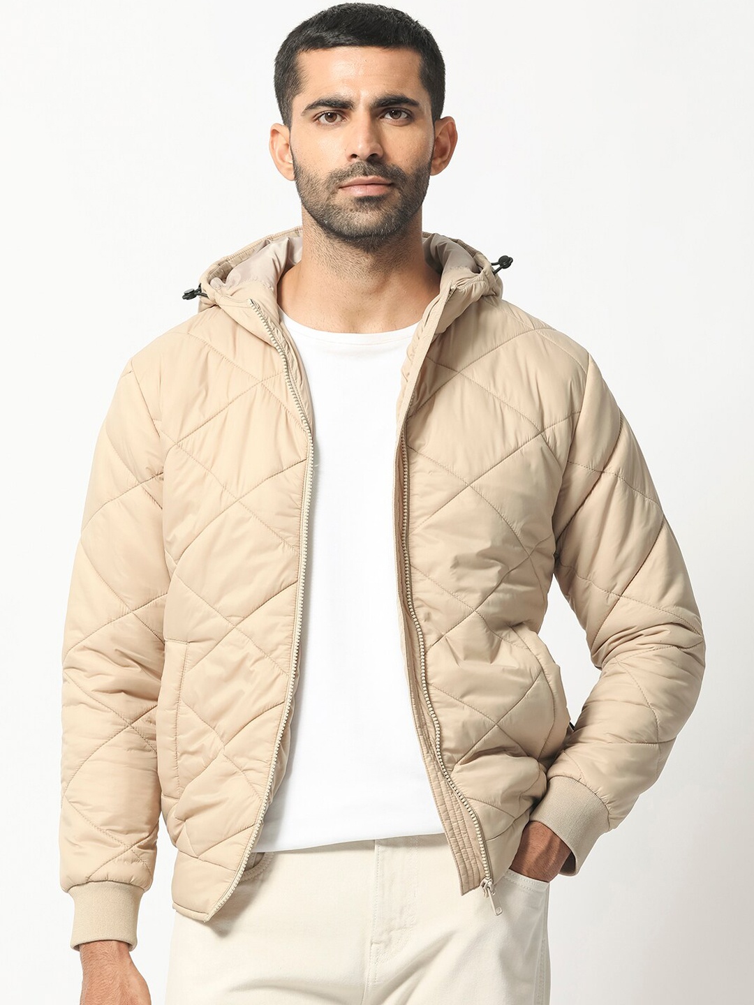 

RARE RABBIT Men Parco Puffer Parco Hooded Quilted Jacket, Beige