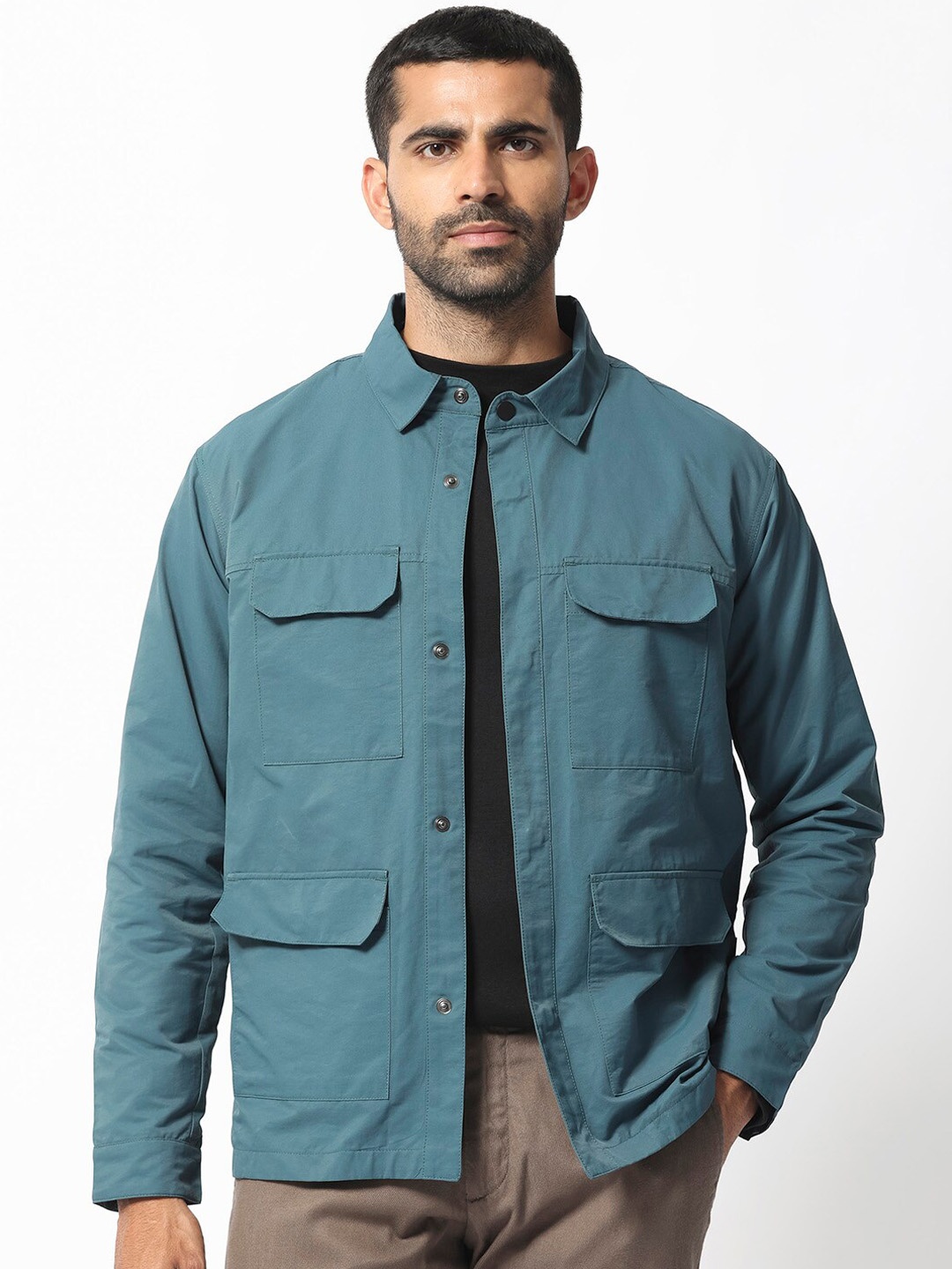 

RARE RABBIT Men Feliu Tailored Fit Spread Collar Jacket, Teal
