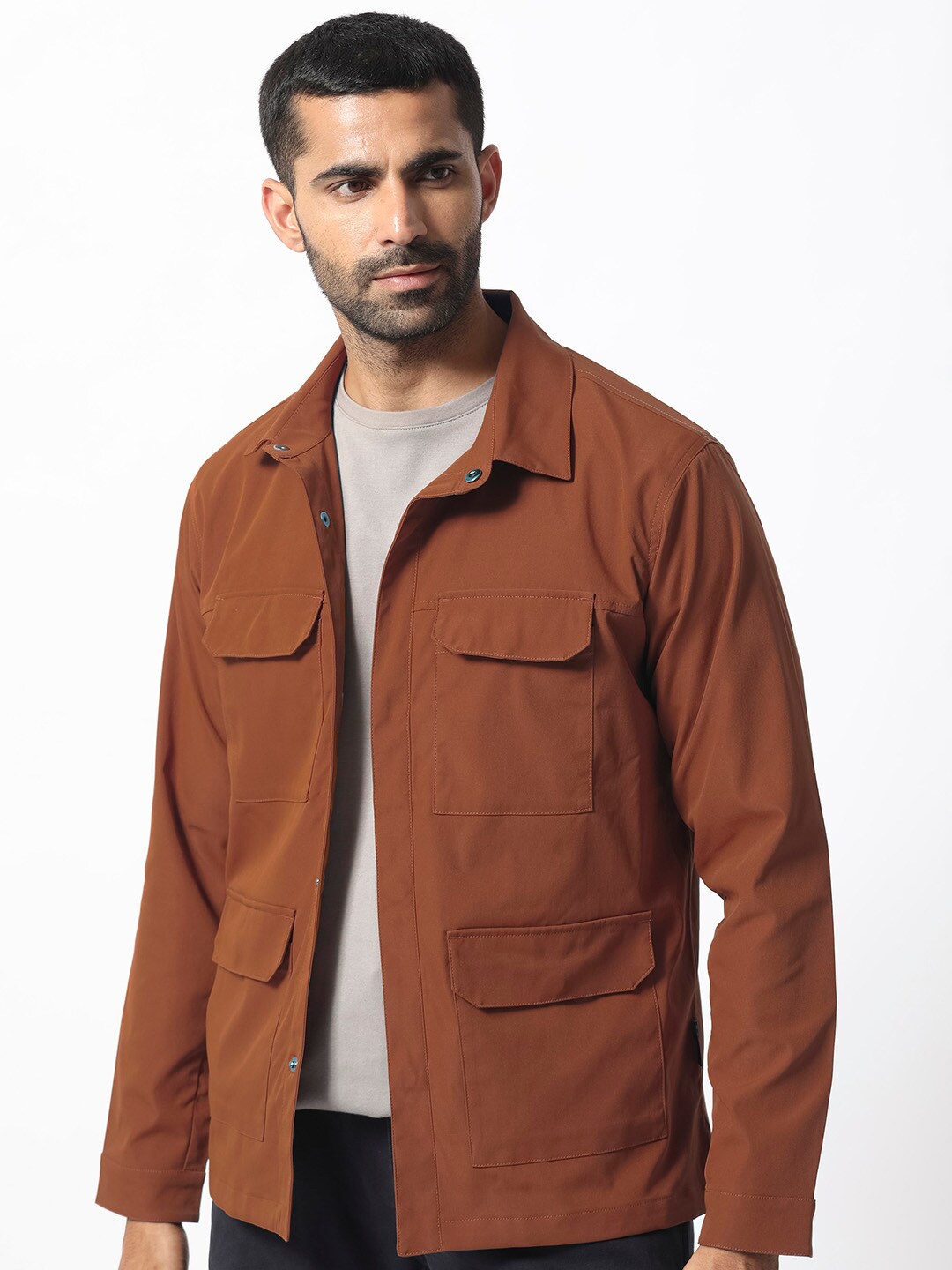 

RARE RABBIT Men Feliu Tailored Fit Spread Collar Jacket, Rust