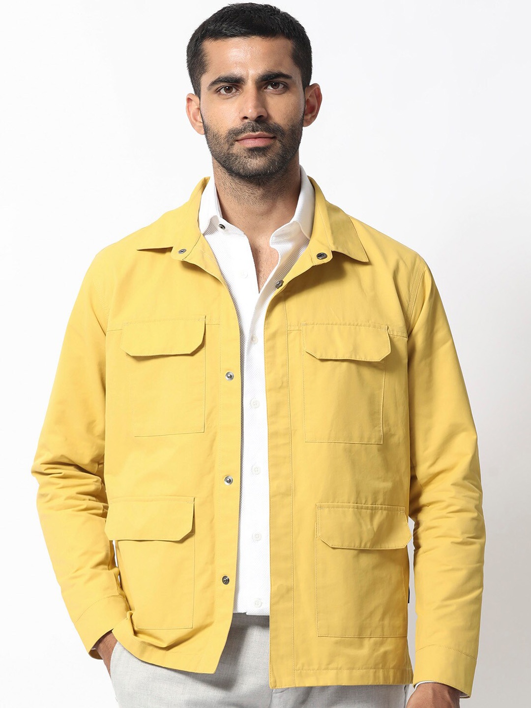 

RARE RABBIT Men Feliu Tailored Fit Spread Collar Jacket, Yellow