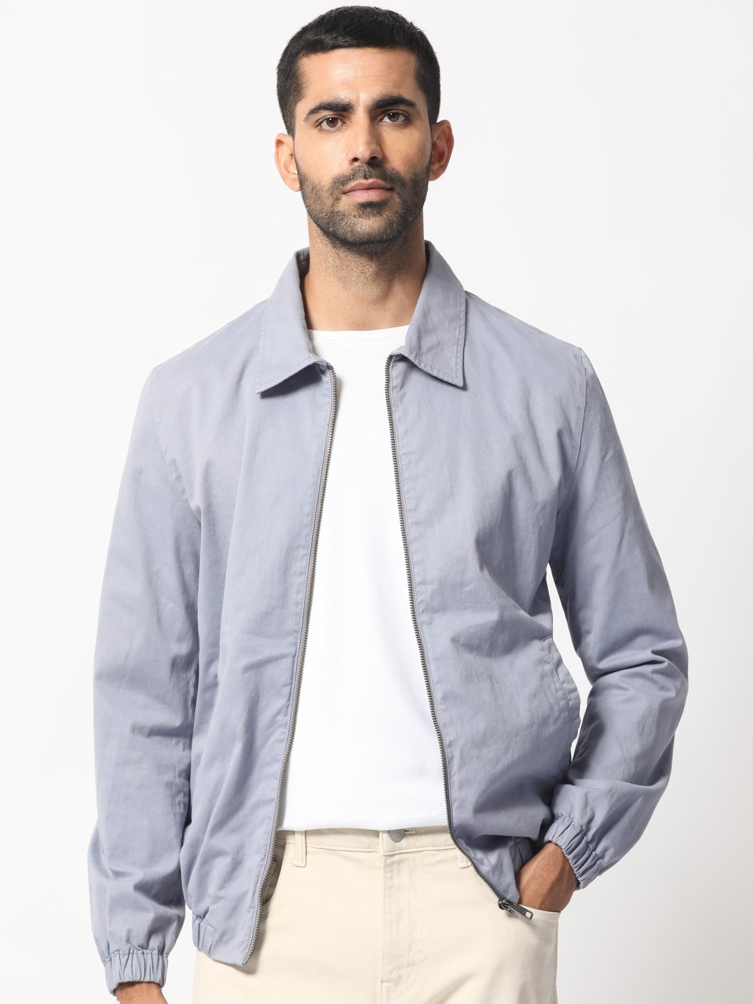 

RARE RABBIT Men Flinsten Tailored Fit Flinsten Spread Collar Jacket, Blue