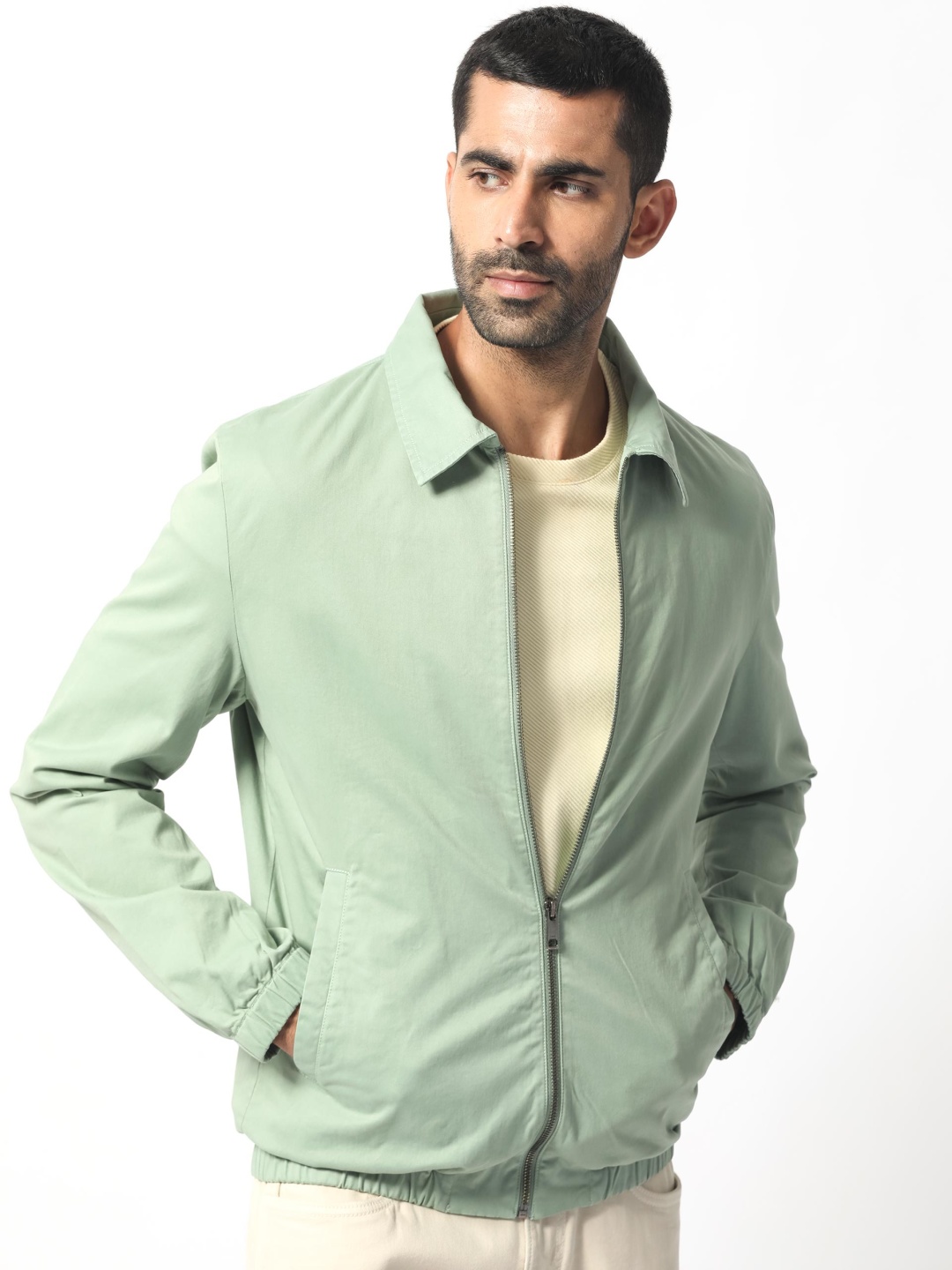 

RARE RABBIT Men Flinsten Tailored Fit Flinsten Spread Collar Jacket, Sea green