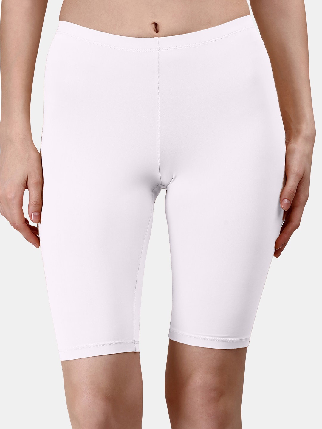 

Soie Skinny Fit Mid-Rise Cycling Sports Shorts, White
