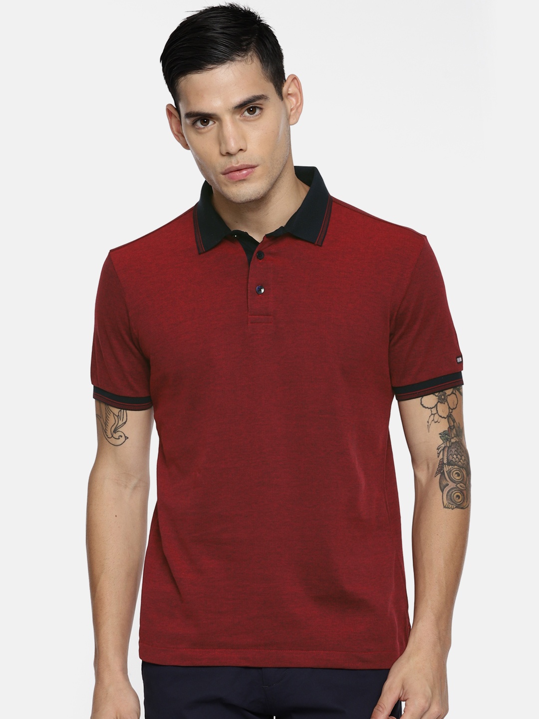 

Arrow Sport Men Red Solid Polo Pure Cotton T-shirt