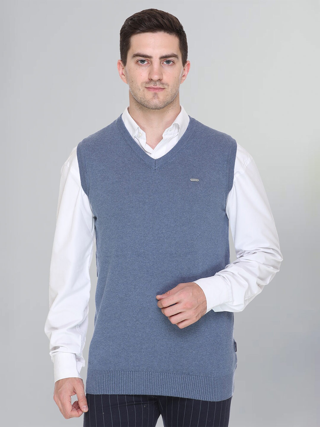 

GODFREY V-Neck Cotton Sweater Vest, Blue