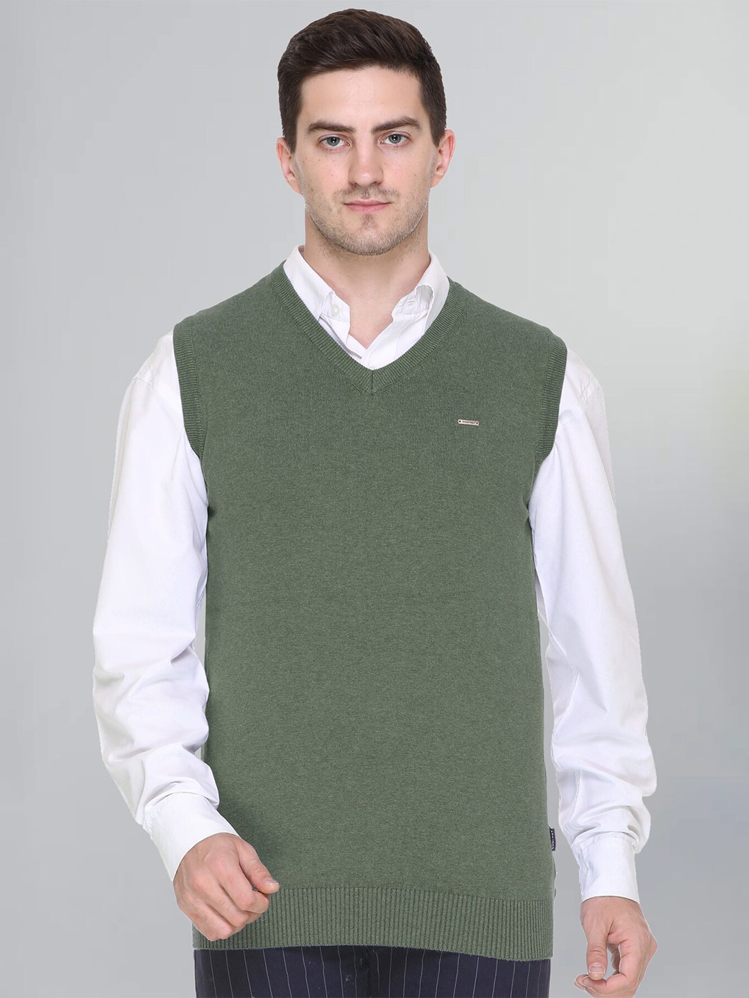 

GODFREY V-Neck Cotton Sweater Vest, Olive