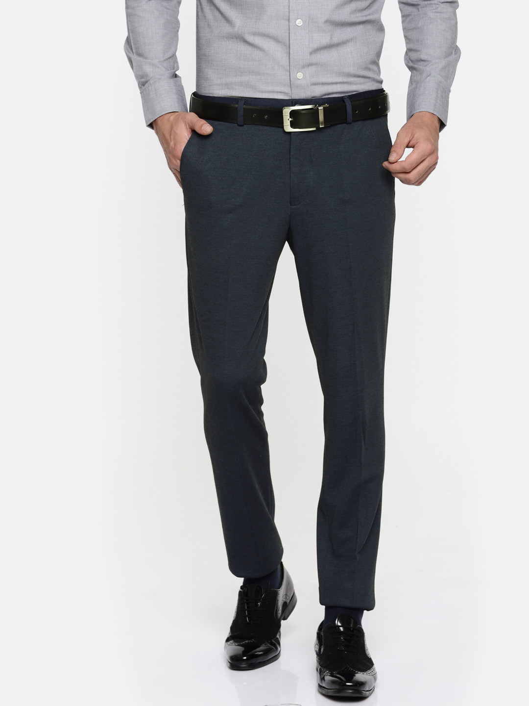 

Arrow New York Men Navy Blue Original Slim Fit Solid Formal Trousers