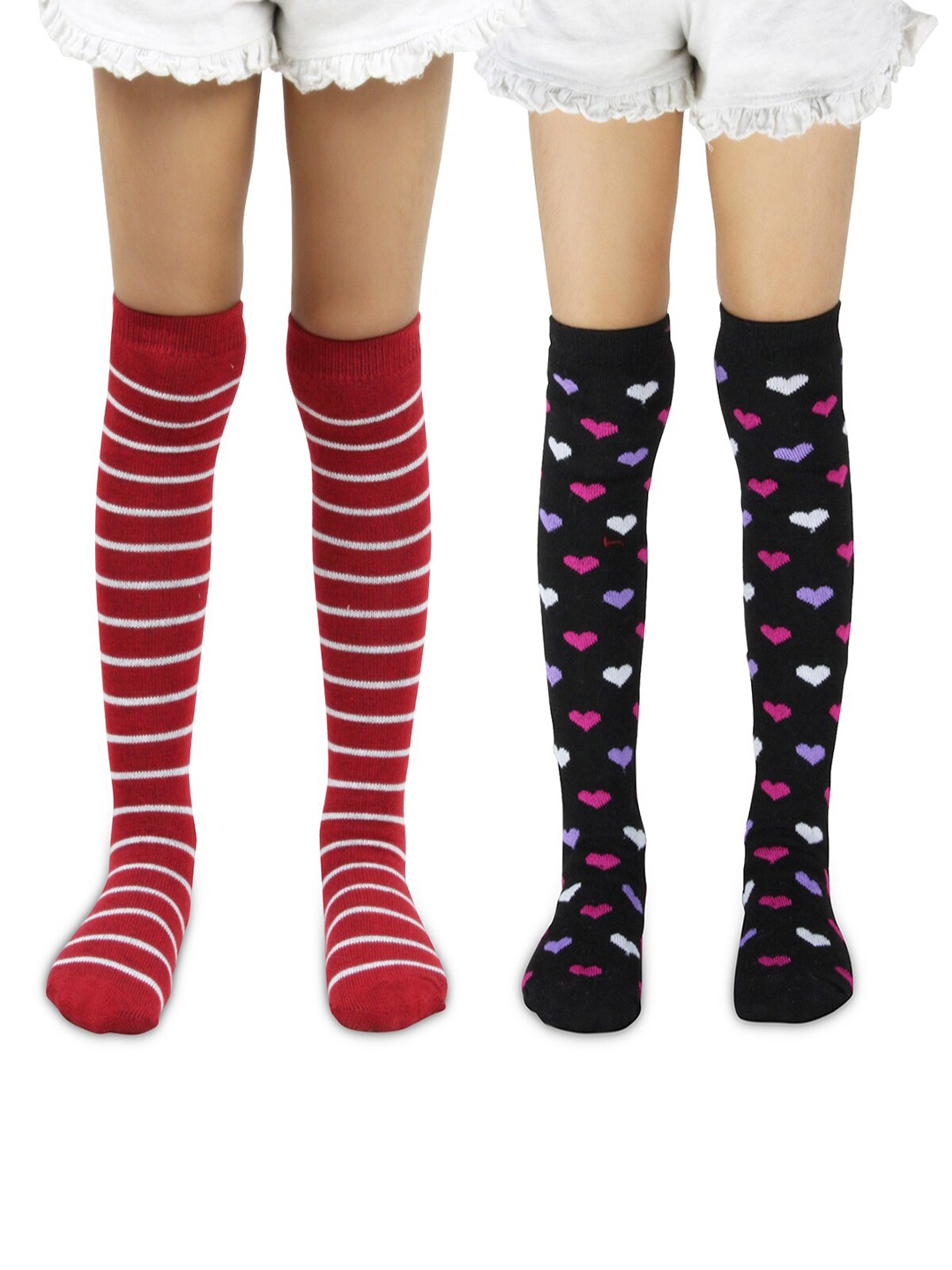 

BAESD Kids Pack of 2 Printed Knee-Length Socks, Black