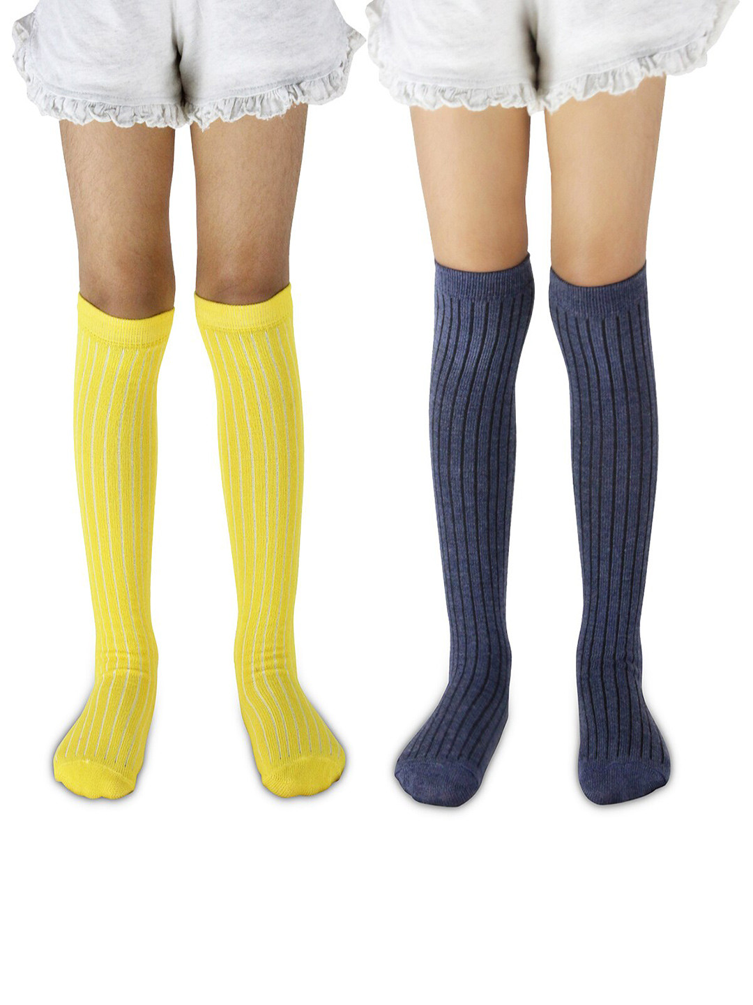 

BAESD Kids Pack of 2 Striped Knee-Length Socks, Yellow