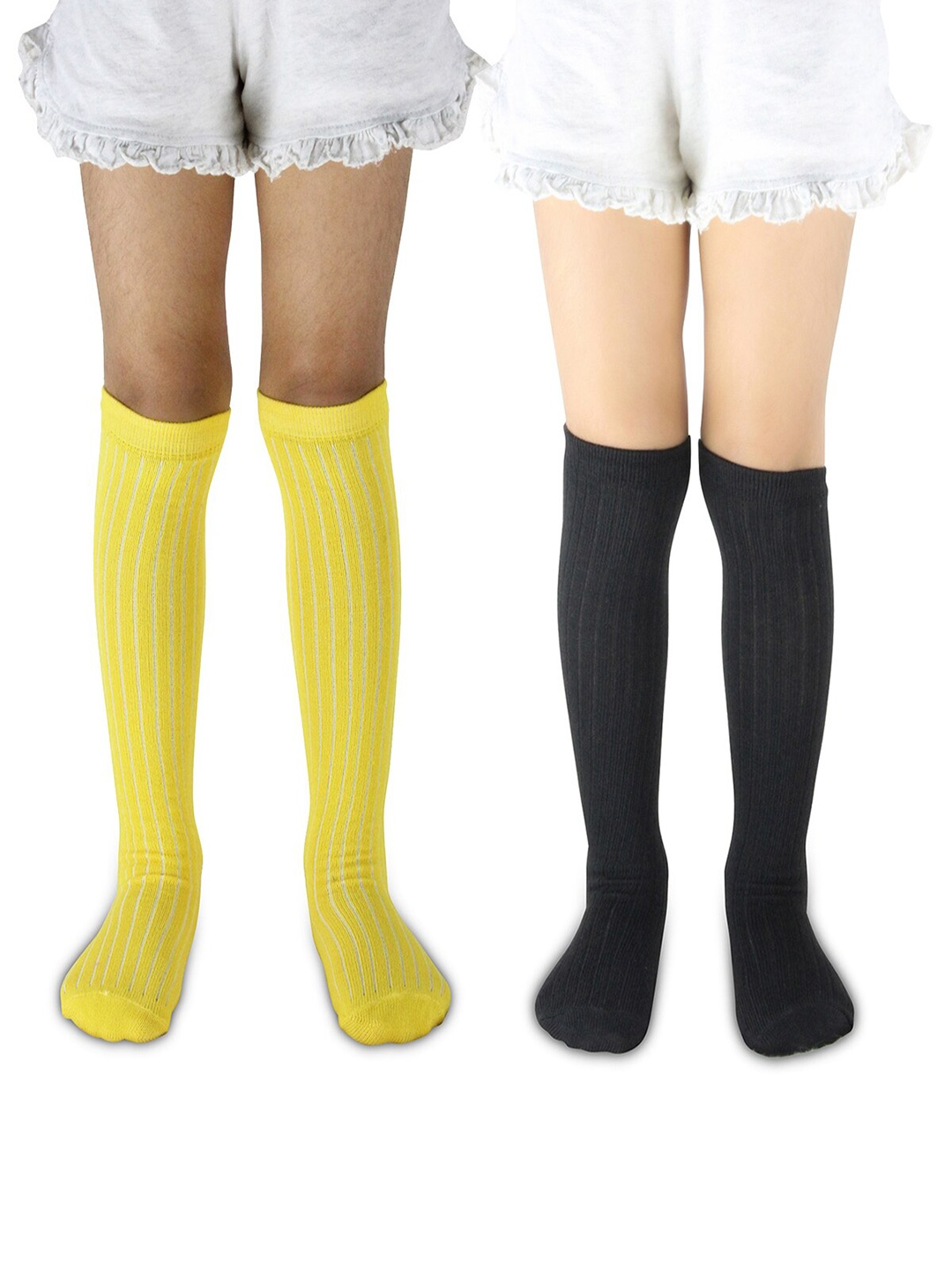 

BAESD Kids Pack of 2 Striped Knee-Length Socks, Black
