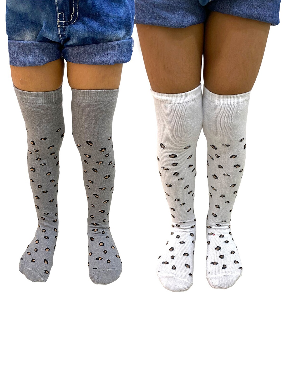 

BAESD Kids Pack of 2 Patterned Knee-Length Socks, White