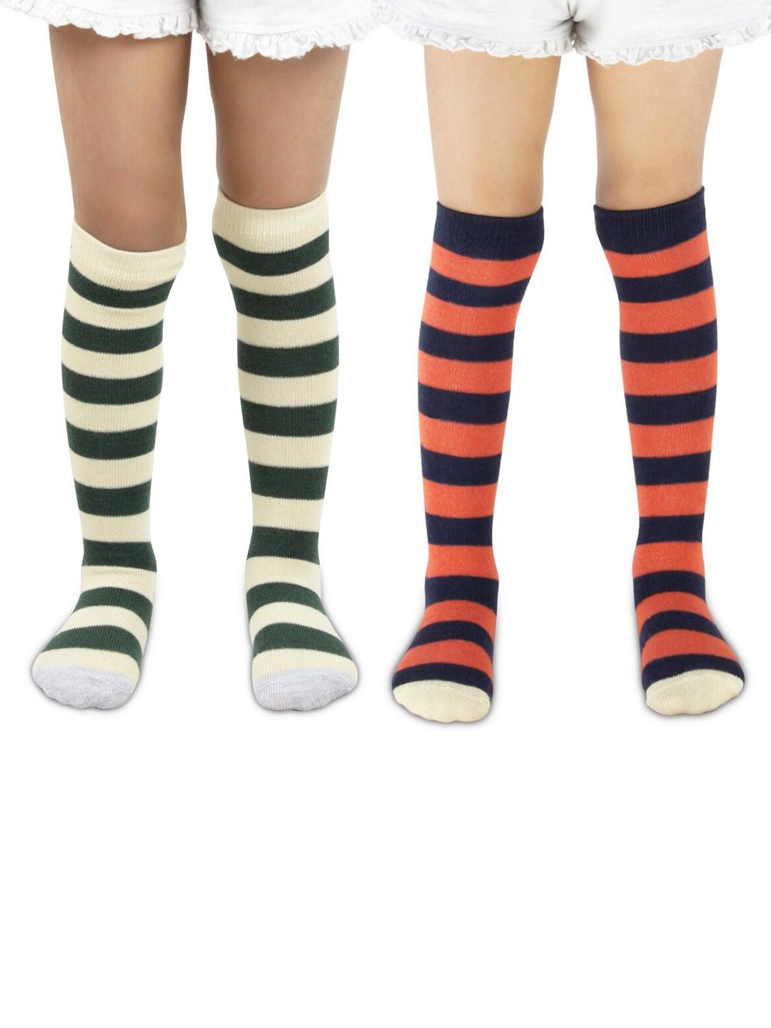 

BAESD Kids Pack of 2 Striped Knee-Length Socks, Green