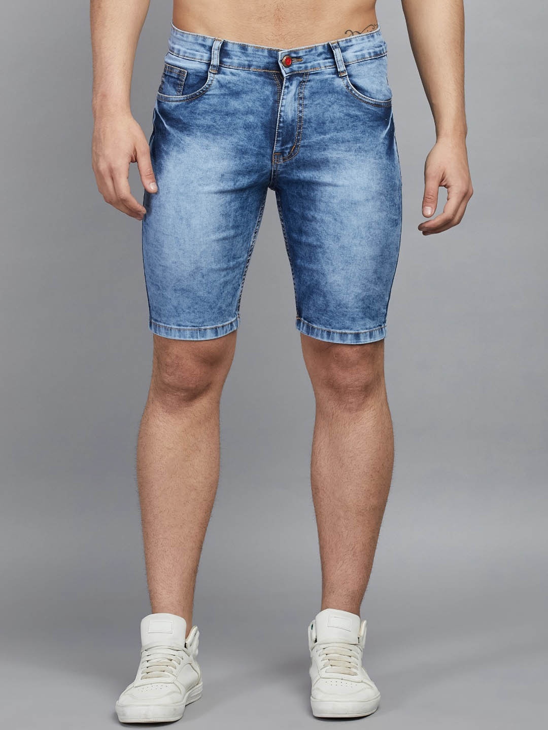 

STUDIO NEXX Men Blue Washed Mid-Rise Denim Shorts