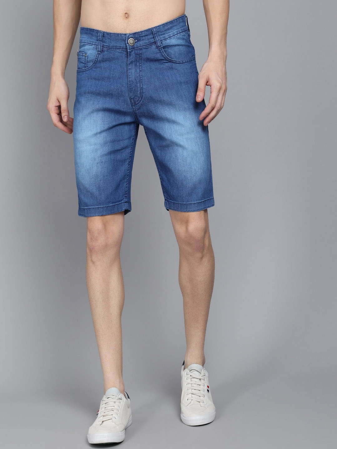 

STUDIO NEXX Men Washed Mid-Rise Denim Shorts, Blue