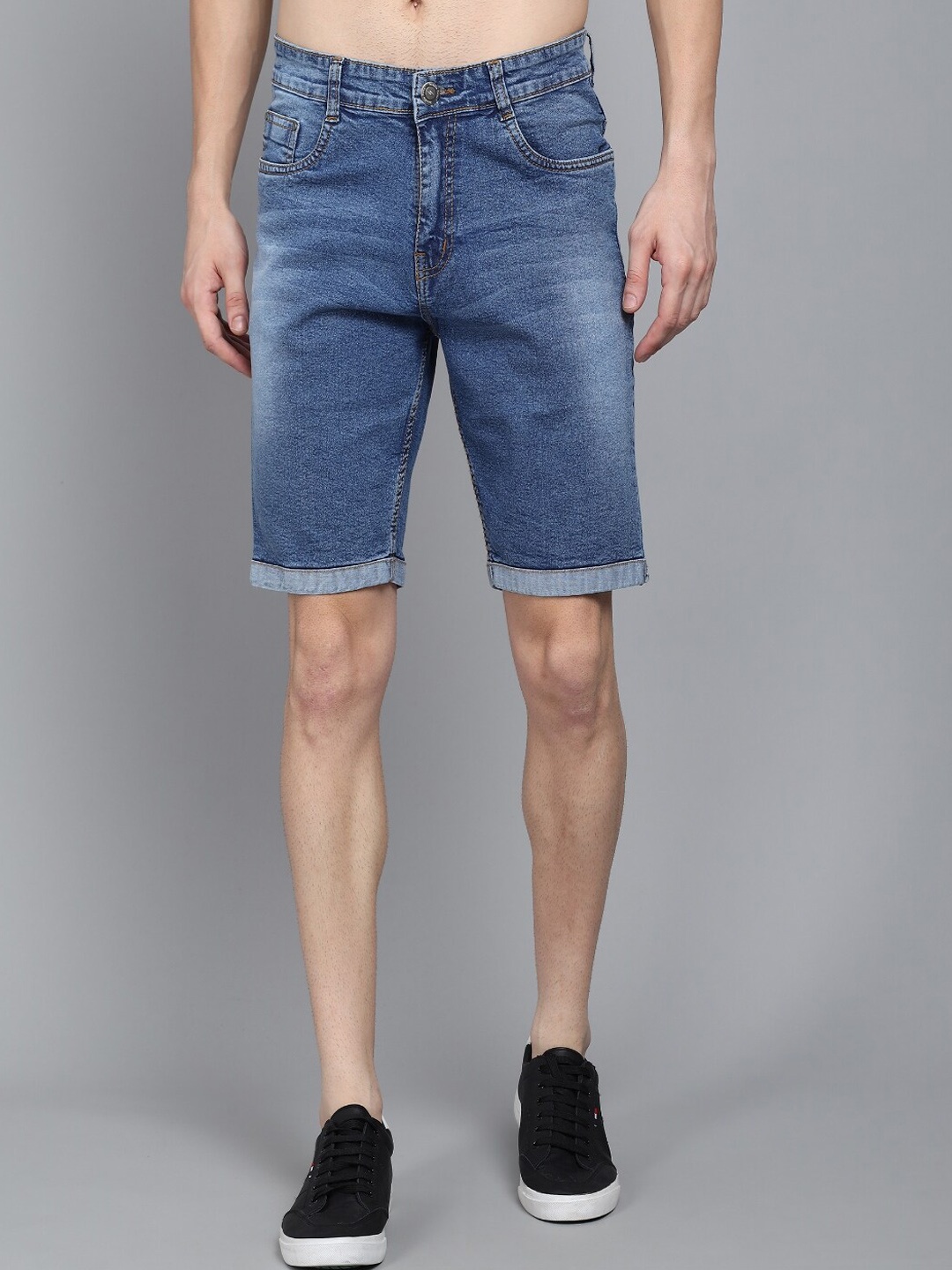 

STUDIO NEXX Men Regular Fit Mid-Rise Cotton Denim Shorts, Blue