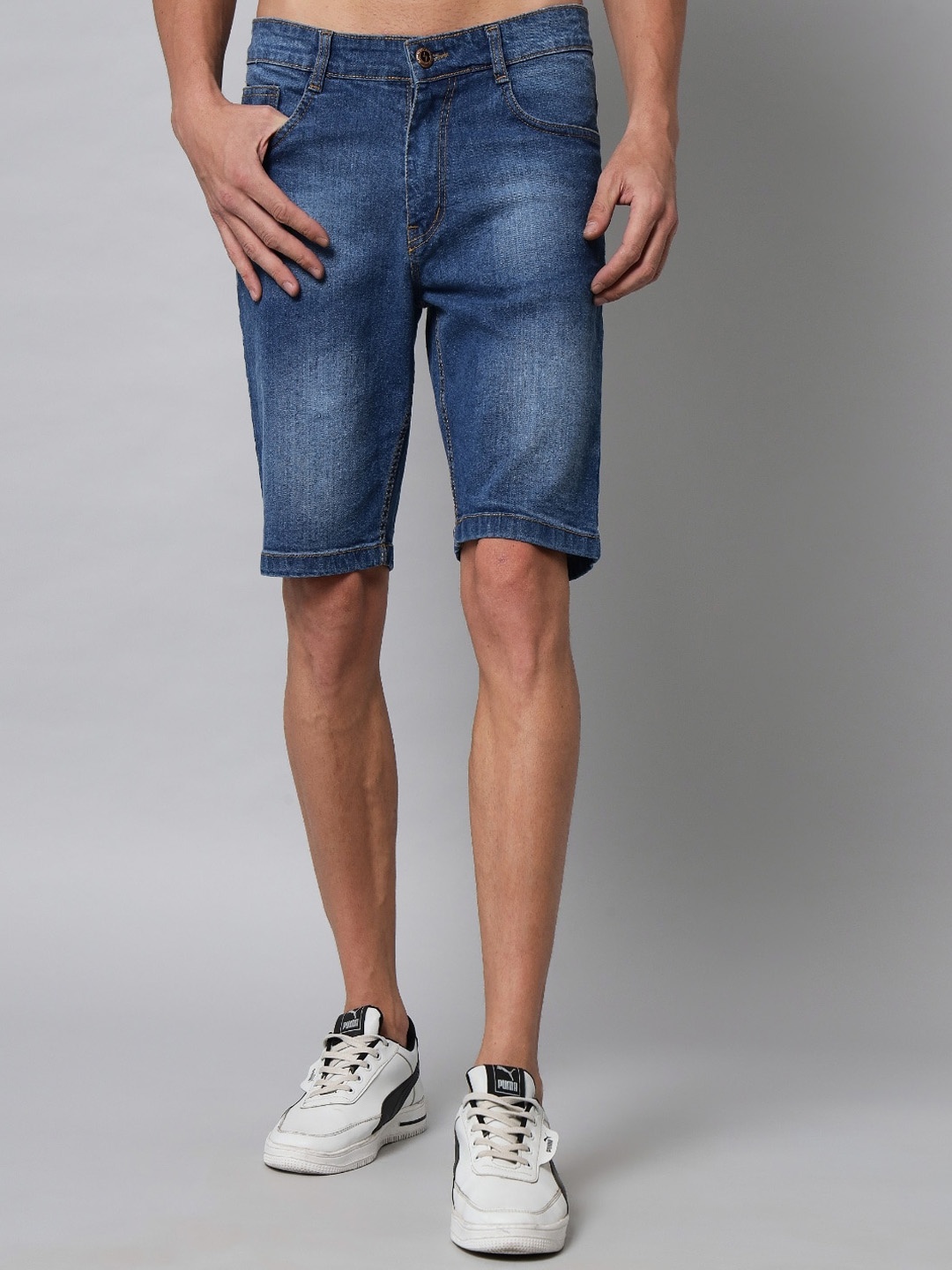 

STUDIO NEXX Men Regular Fit Mid-Rise Cotton Denim Shorts, Blue