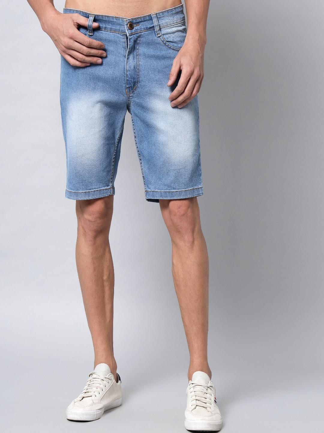 

STUDIO NEXX Men Regular Fit Mid-Rise Cotton Denim Shorts, Blue