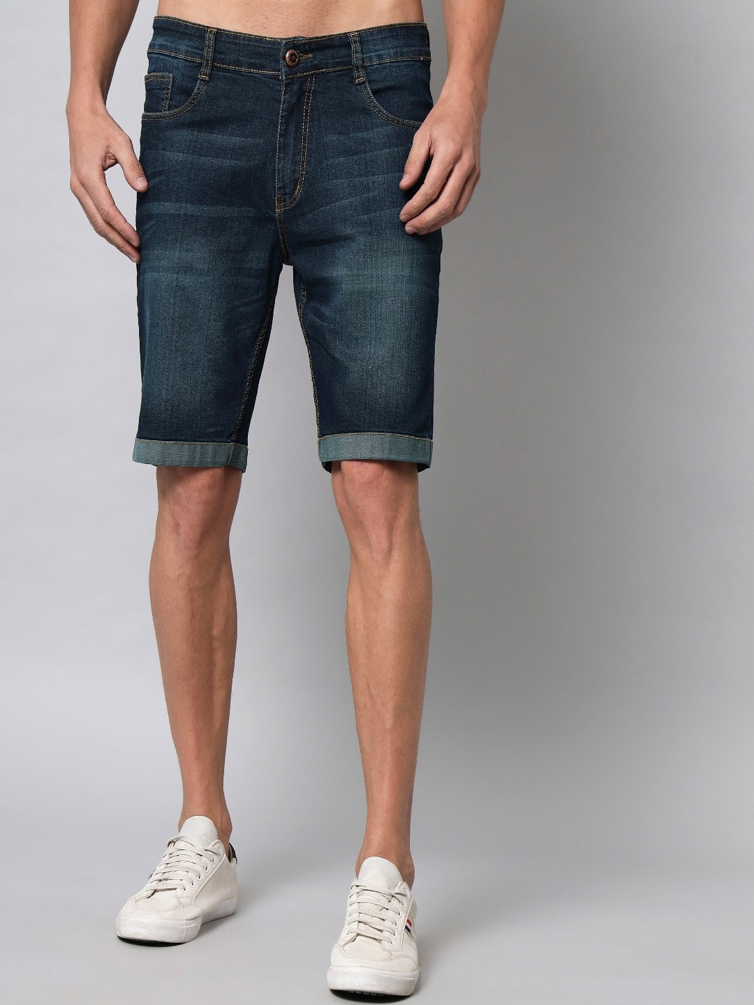 

STUDIO NEXX Men Regular Fit Mid-Rise Cotton Denim Shorts, Blue