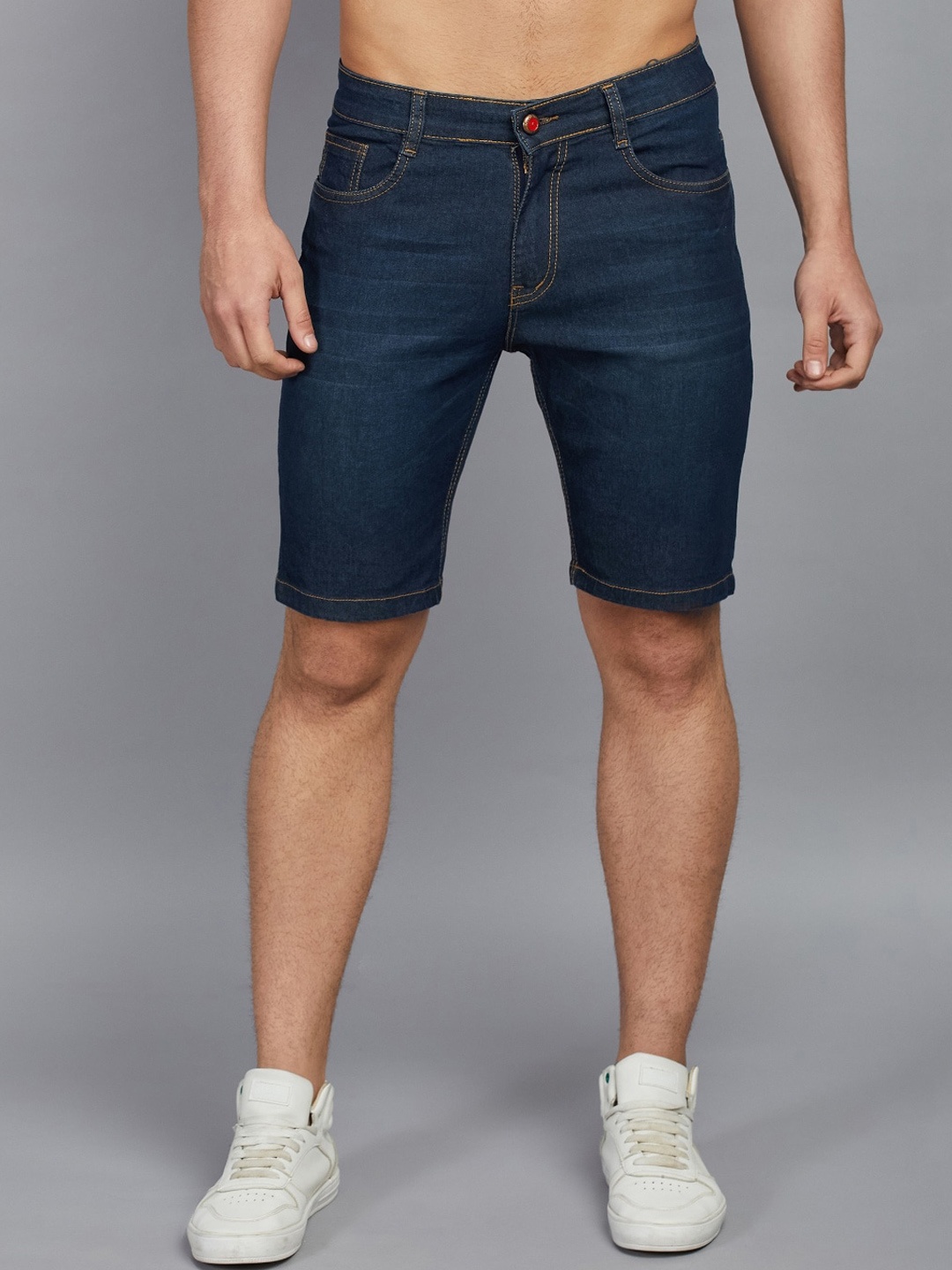 

STUDIO NEXX Men Regular Fit Mid-Rise Cotton Denim Shorts, Blue