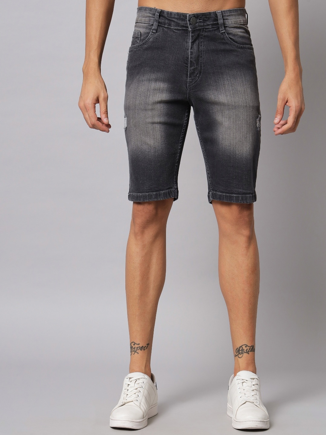 

STUDIO NEXX Men Washed Denim Denim Shorts Technology, Grey