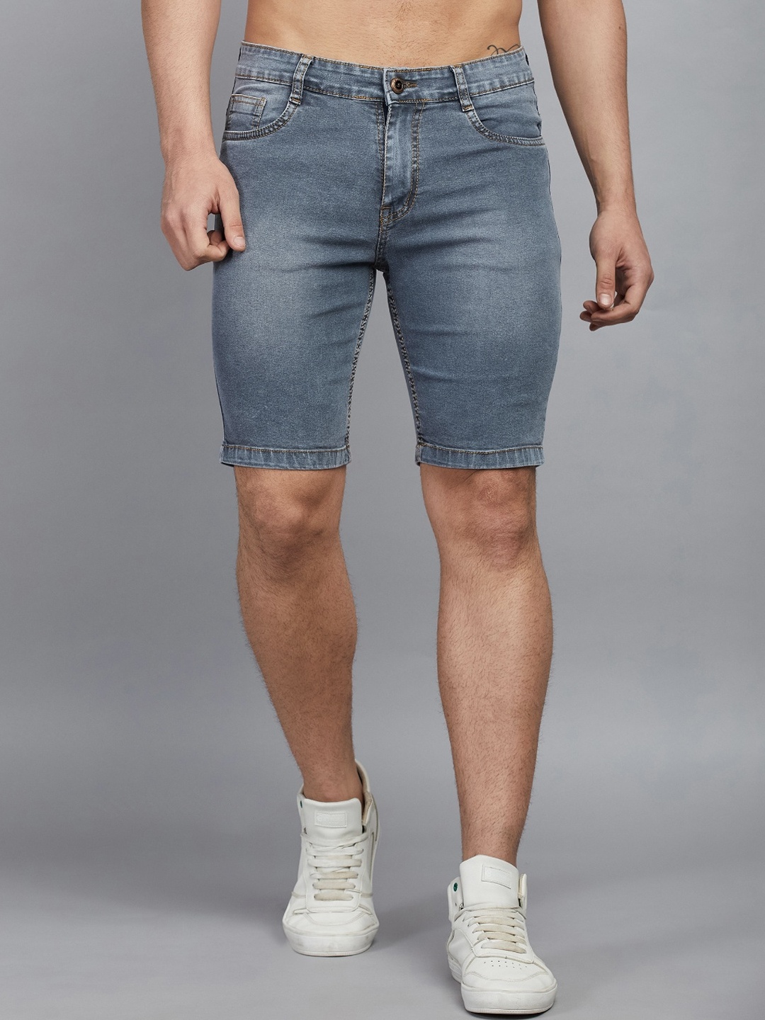 

STUDIO NEXX Men Washed Denim Denim Shorts Technology, Grey