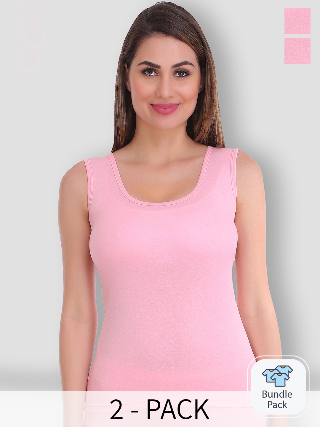 

SELFCARE Pack Of 2 Sleeveless Winter Wear Thermal Tops, Pink