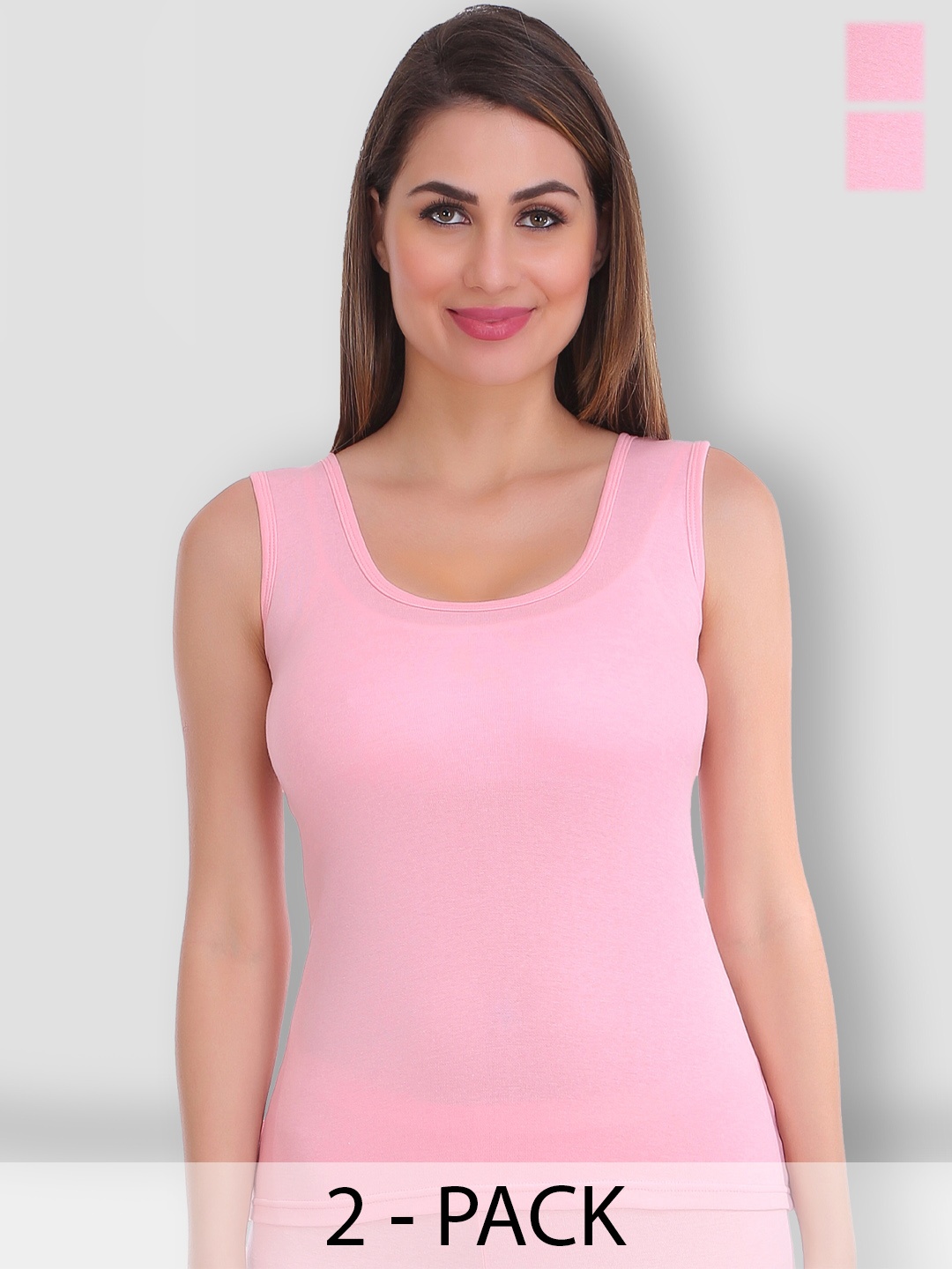 

SELFCARE Pack Of 2 Sleeveless Winter Wear Thermal Tops, Pink