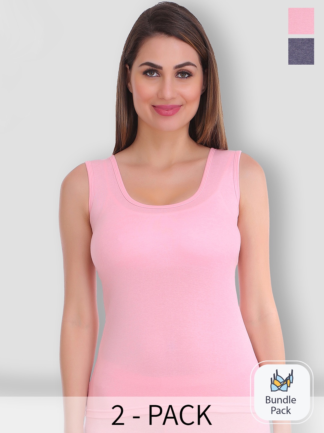 

SELFCARE Pack Of 2 Sleeveless Thermal Tops, Blue